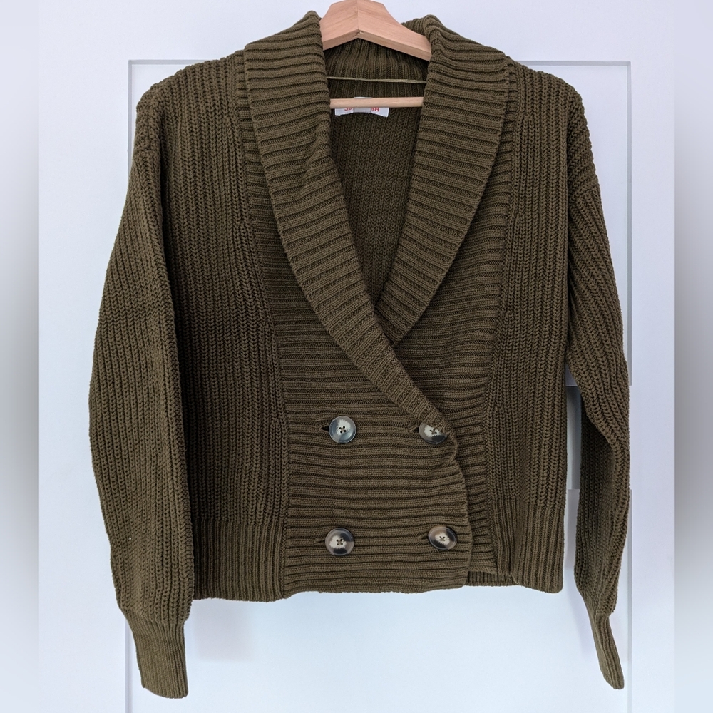Joe Fresh Olive Double-Breasted Cardigan
